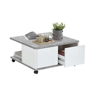 Calicosy Table Basse sur Roulettes 2 Tiroirs 2 Niches L70 cm - Twin  