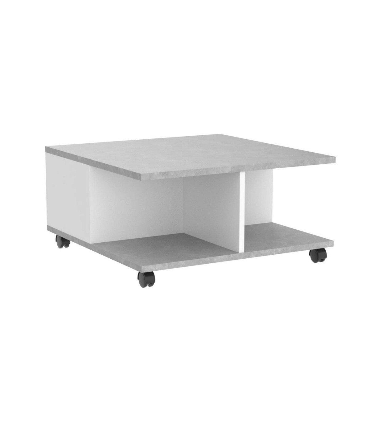 Calicosy Table Basse sur Roulettes 2 Tiroirs 2 Niches L70 cm - Twin  