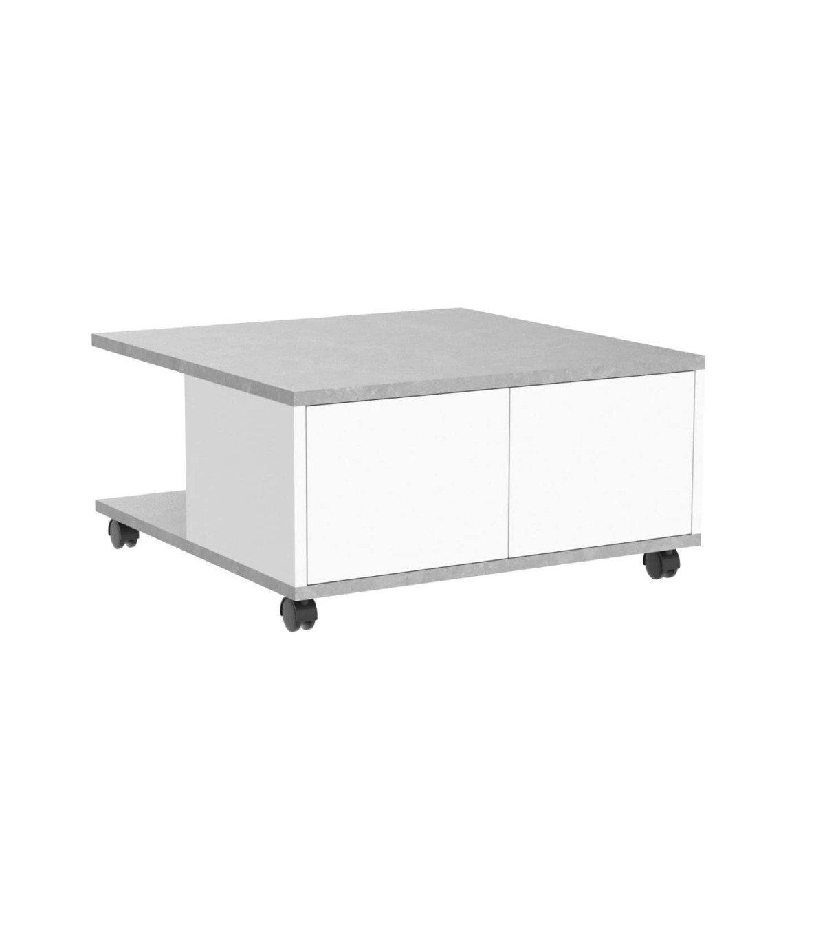 Calicosy Table Basse sur Roulettes 2 Tiroirs 2 Niches L70 cm - Twin  