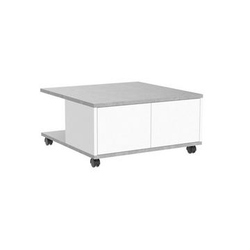 Table Basse sur Roulettes 2 Tiroirs 2 Niches L70 cm - Twin