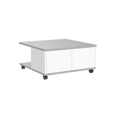 Calicosy Table Basse sur Roulettes 2 Tiroirs 2 Niches L70 cm - Twin  