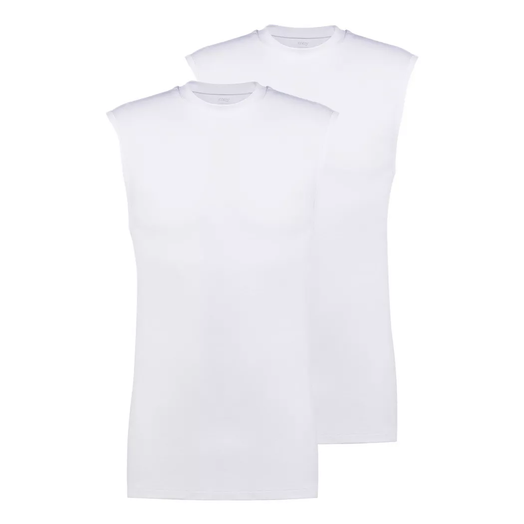 mey - 2er Pack Noblesse Trend - Unterhemd / Tanktop, per uomo, Blanco, Größe L