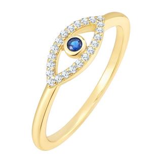 Glanzstücke München  Ring Sterling Silber gelbgold Zirkonia weiß blau 