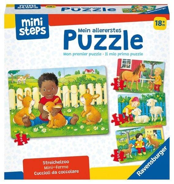 Image of ministeps 4169 Mein allererstes Puzzle: Streichelzoo - 4 erste Puzzles mit 2-5 Teilen, Spielzeug ab 18 Monate