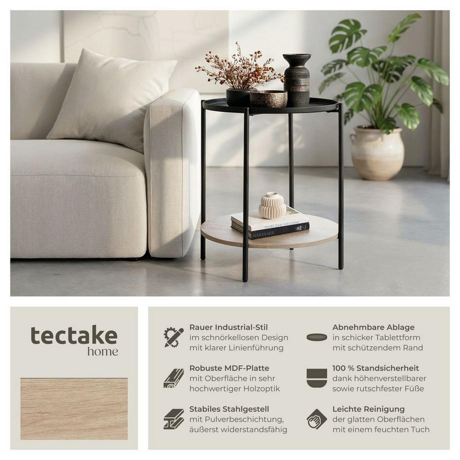 Tectake Table d'appoint SUNDERLAND style industriel  