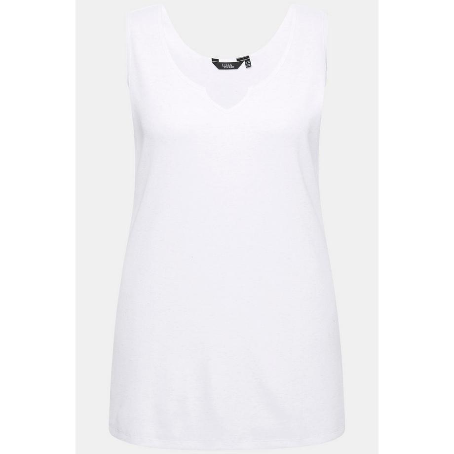 Ulla Popken Rippjersey Ärmelloses Tunika-Ausschnitt Top  