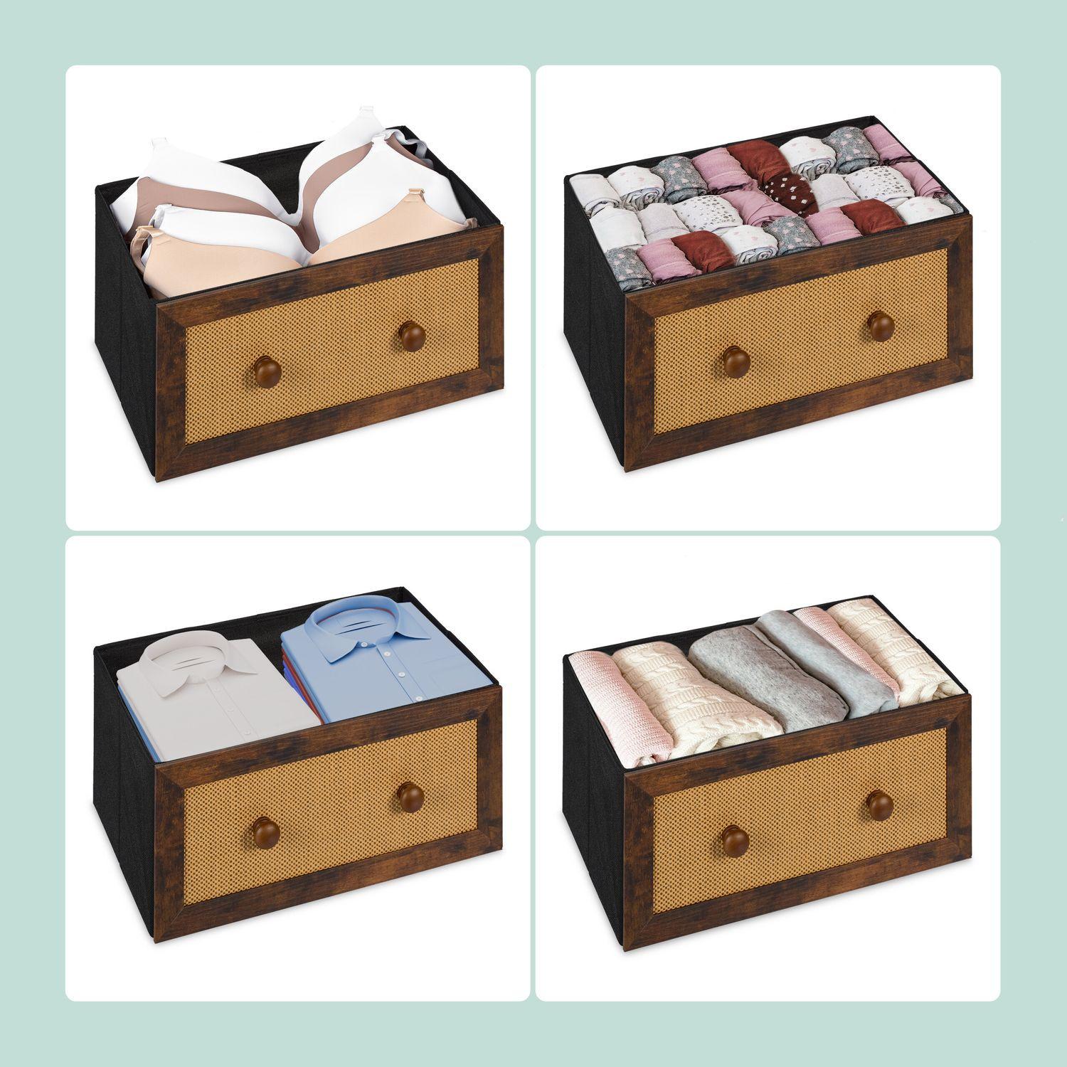 Northio Commode 6 tiroirs style rotin  