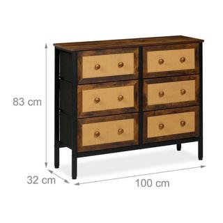 Northio Commode 6 tiroirs style rotin  
