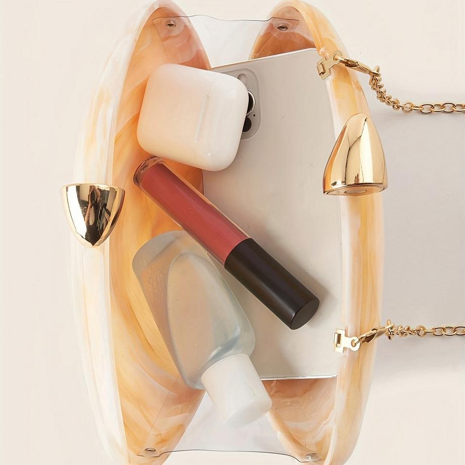 Only-bags.store Elegante Marmortasche mit Magnetverschluss und abnehmbarer Kette  