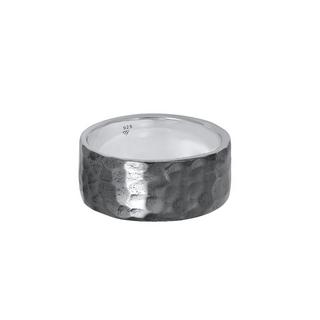 Kuzzoi  Bague Herren Bandring Gehämmert Oxidiert 925 Silber 