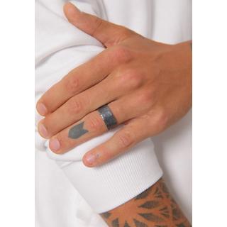 Kuzzoi  Bague Herren Bandring Gehämmert Oxidiert 925 Silber 