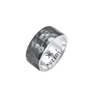 Kuzzoi  Bague Herren Bandring Gehämmert Oxidiert 925 Silber 