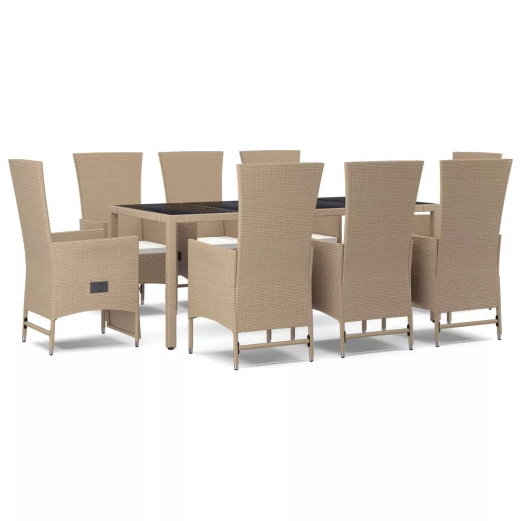 VidaXL - Ensemble de salle à manger de jardin rotin synthétique, One Size, Beige