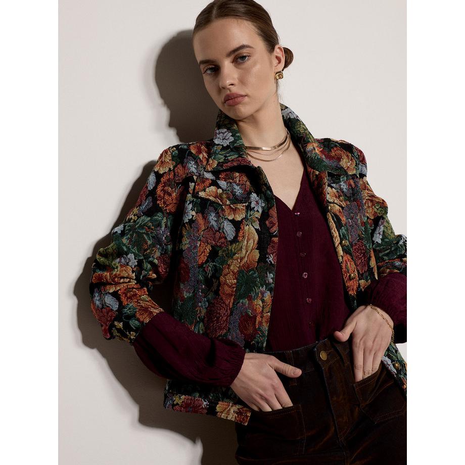 Blumen-Tapisserie-Jacke