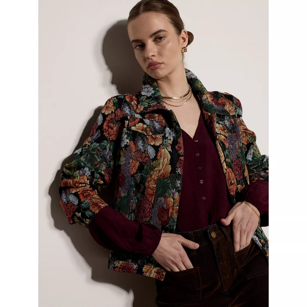APRICOT - Blumen-Tapisserie-Jacke, für Damen, Schwarz, Größe S