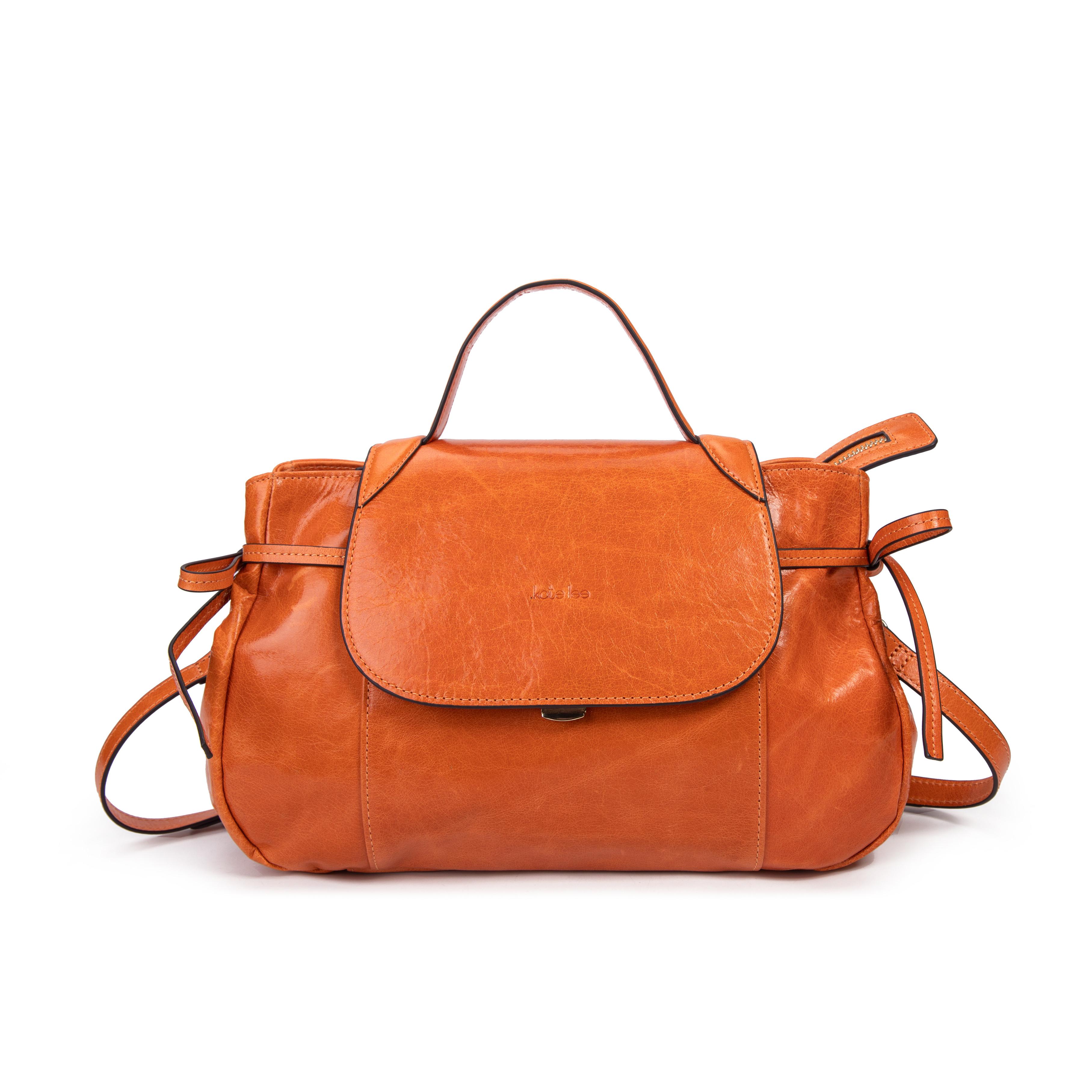 Image of Einkaufstasche M India Mit Griff Aus Glanzleder In Der Farbe Orange Damen Orange ONE SIZE