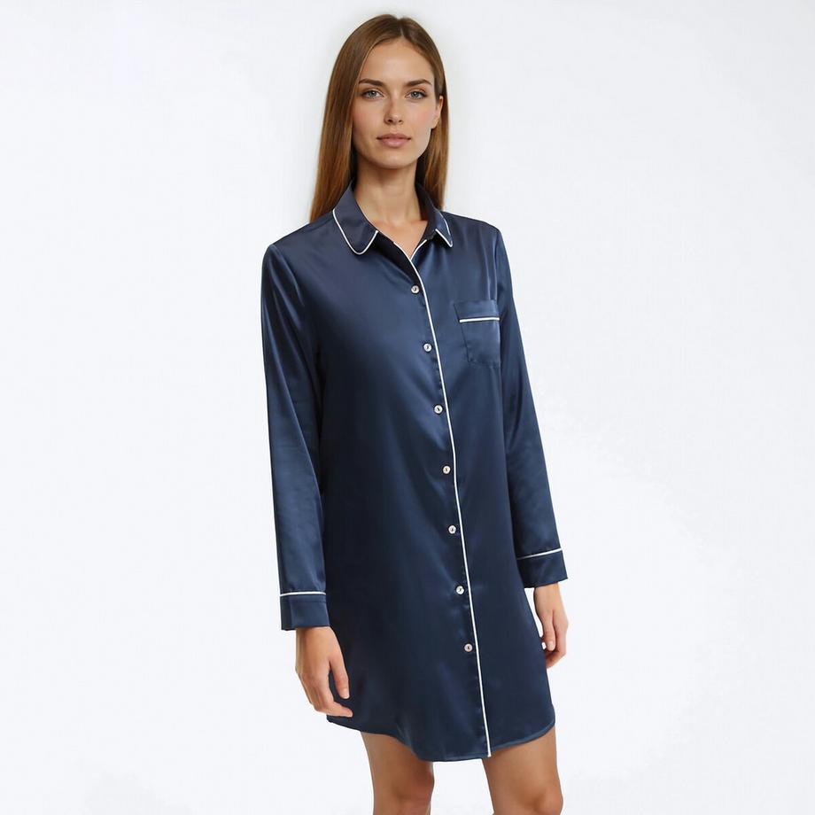 Chemise de nuit manches longues en satin