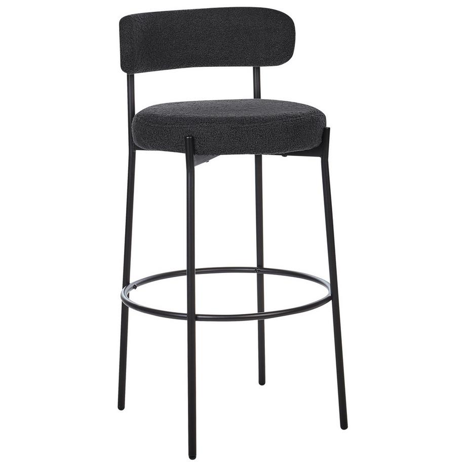 Beliani Lot de 2 chaises de bar en Bouclé Rétro ALLISON  