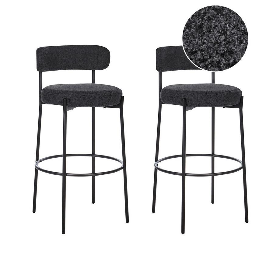 Lot de 2 chaises de bar en Bouclé Rétro ALLISON
