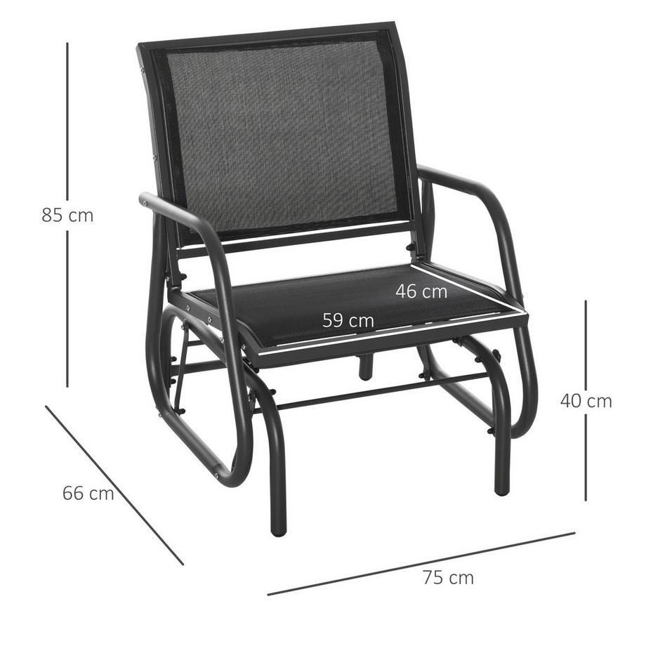 Northio Schaukelstuhl Garten Gartenstuhl Relaxstuhl Gartenschaukel Metall Schaukel Stuhl Für Terrasse Balkon Mesh Schwarz 75 X 66 X 85 Cm  