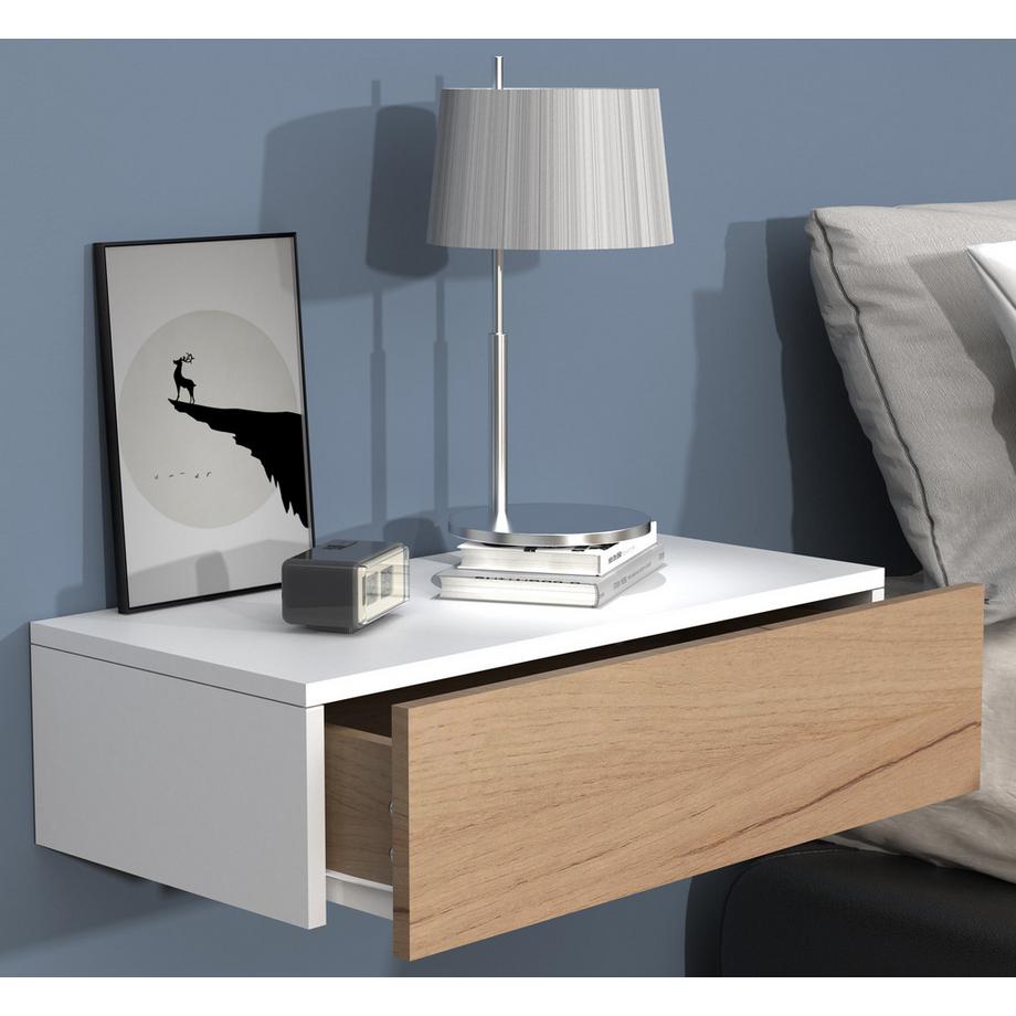 VCM Holz Wandschublade Nachtschrank Wandboard Schublade Konsole Nachttisch Usal M 60 cm  
