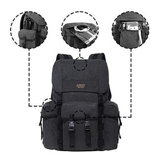 Only-bags.store Canvas Retro Jagd Wanderrucksack mit 14 Zoll Laptopfach  