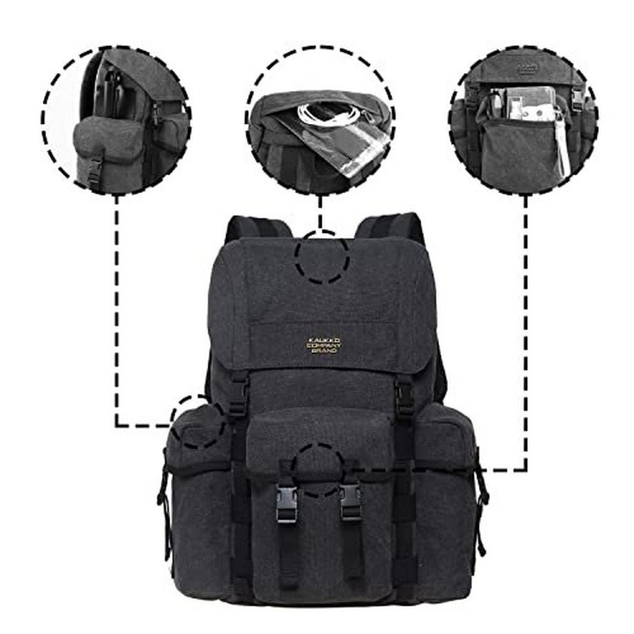 Only-bags.store Canvas Retro Jagd Wanderrucksack mit 14 Zoll Laptopfach  