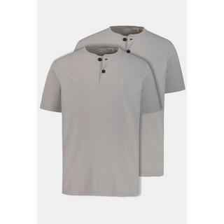 JP1880  Henleys, Basic, 2er-Pack, Rundhals, Knopfleiste 