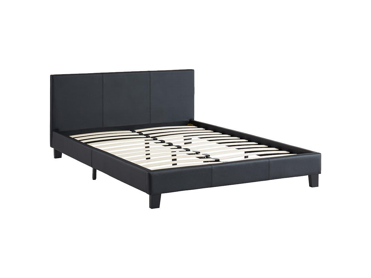 Vente-unique Letto 140 x 190 cm Similpelle Nero + Materasso - CORNELIUS II  