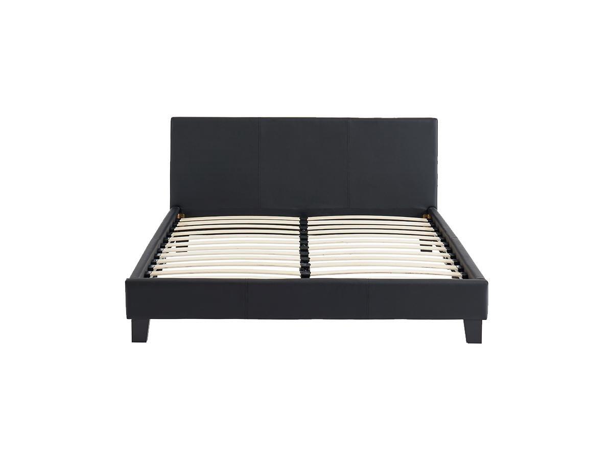 Vente-unique Letto 140 x 190 cm Similpelle Nero + Materasso - CORNELIUS II  