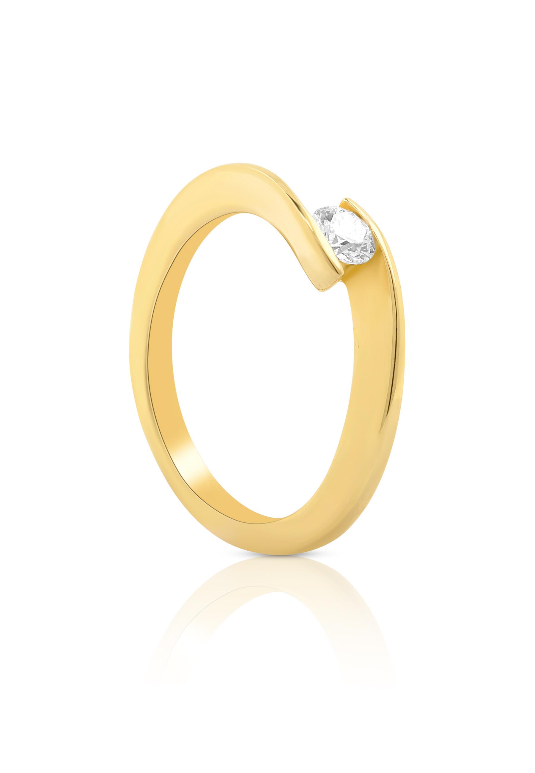 Image of Solitaire Ring Diamant 0.20ct. Gelbgold 750 Damen Gelbgold 56