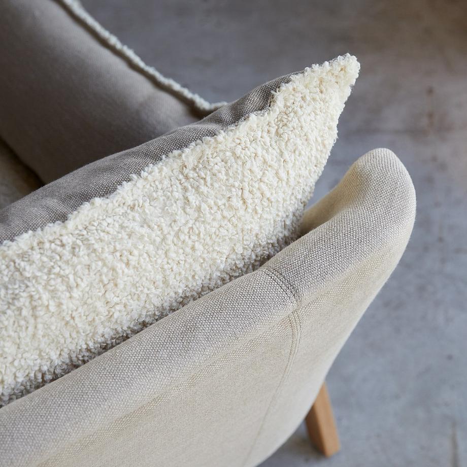 Tikamoon Canapé en chêne massif et tissu Linen, 3 places Woodnest  