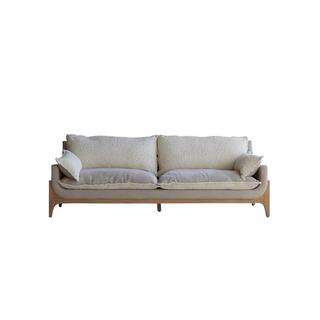 Tikamoon Sofa mit massivem Eichenholzgestell und Leinenbezug 3-Sitzer Woodnest  