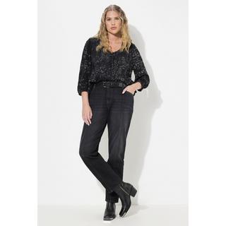 Ulla Popken  Boyfriend-Jeans, Ziernähte, weites Bein, 4-Pocket-Schnitt 