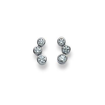 Clous d'oreilles or blanc 750 Zircone 10mm