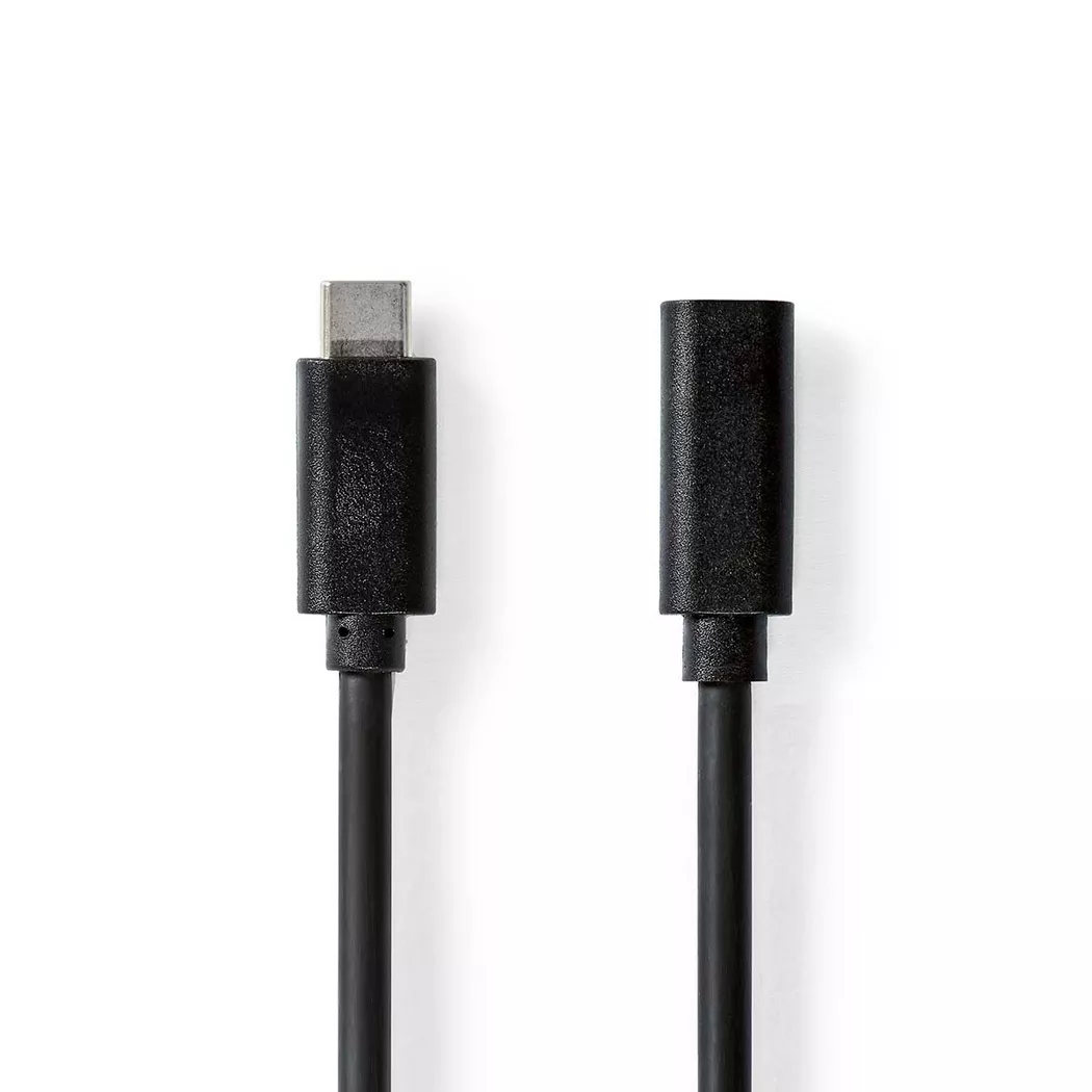 Nedis – USB-Kabel | USB 3.2 Gen 1 USB-C™ Male Female 60 W 4K@60Hz 5 Gbps Vernickelt 1,00 m Rund PVC Schwarz Etikett, One Size