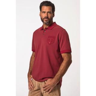 JP1880  Maglia polo in piqué con ricami in tradizionale stile Tracht e mezze maniche rosso ciliegia scuro 