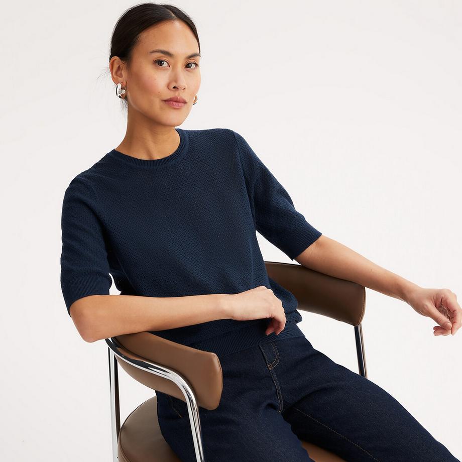 La Redoute Collections Pull Col Rond Manches Courtes  