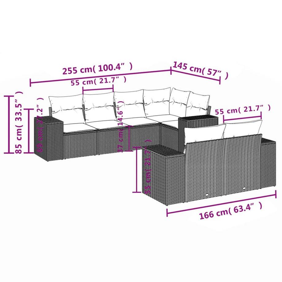 VidaXL Ensemble de canapés de jardin rotin synthétique  