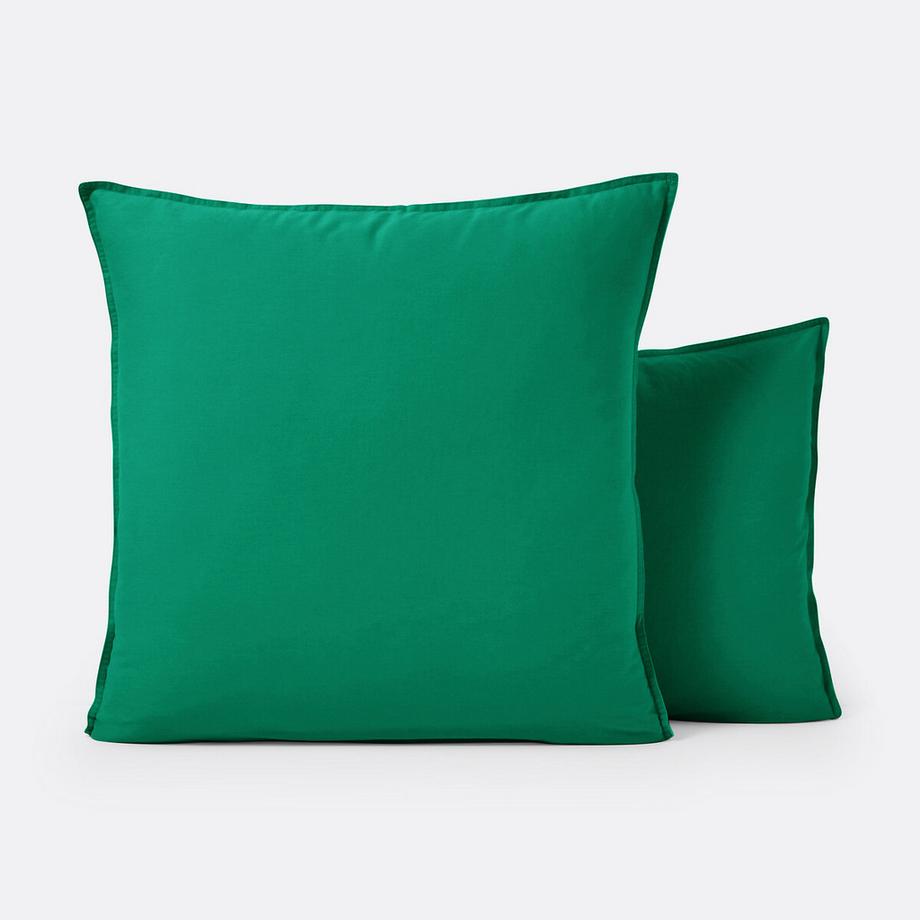 Taie d'oreiller enfant unie coton lavé