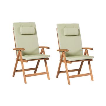 Lot de 2 chaises de jardin avec coussins en Acacia Traditionnel JAVA PREMIUM