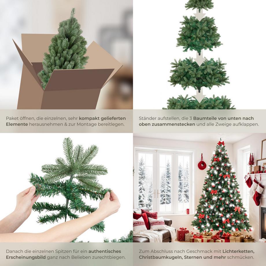Tectake Sapin de Noël PRANCER artificiel vert avec des aiguilles en PVC et moulées par injection  