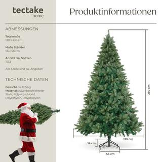 Tectake Arbre de Noël artificiel PRANCER aiguilles moulées par injection  