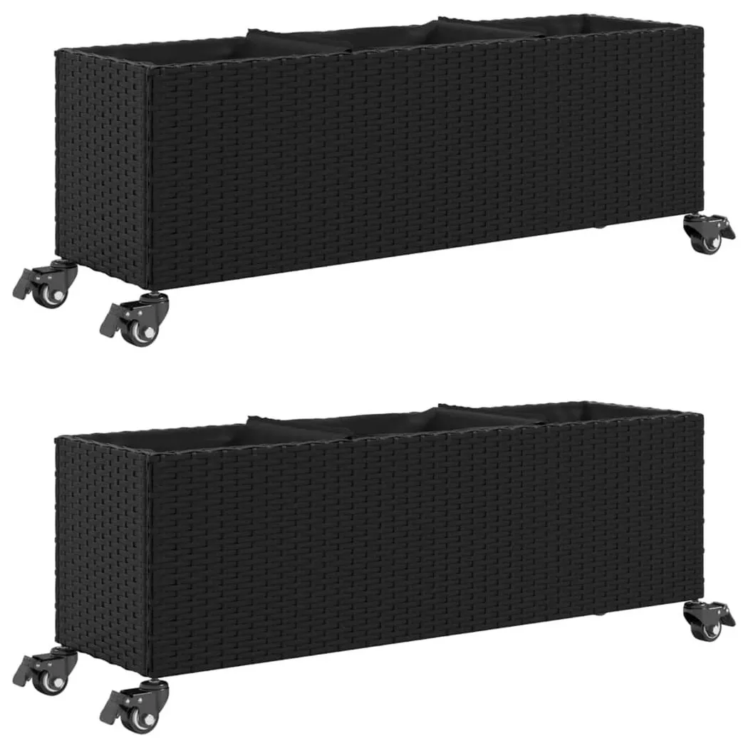 VidaXL - Jardinière rotin synthétique, One Size, Noir