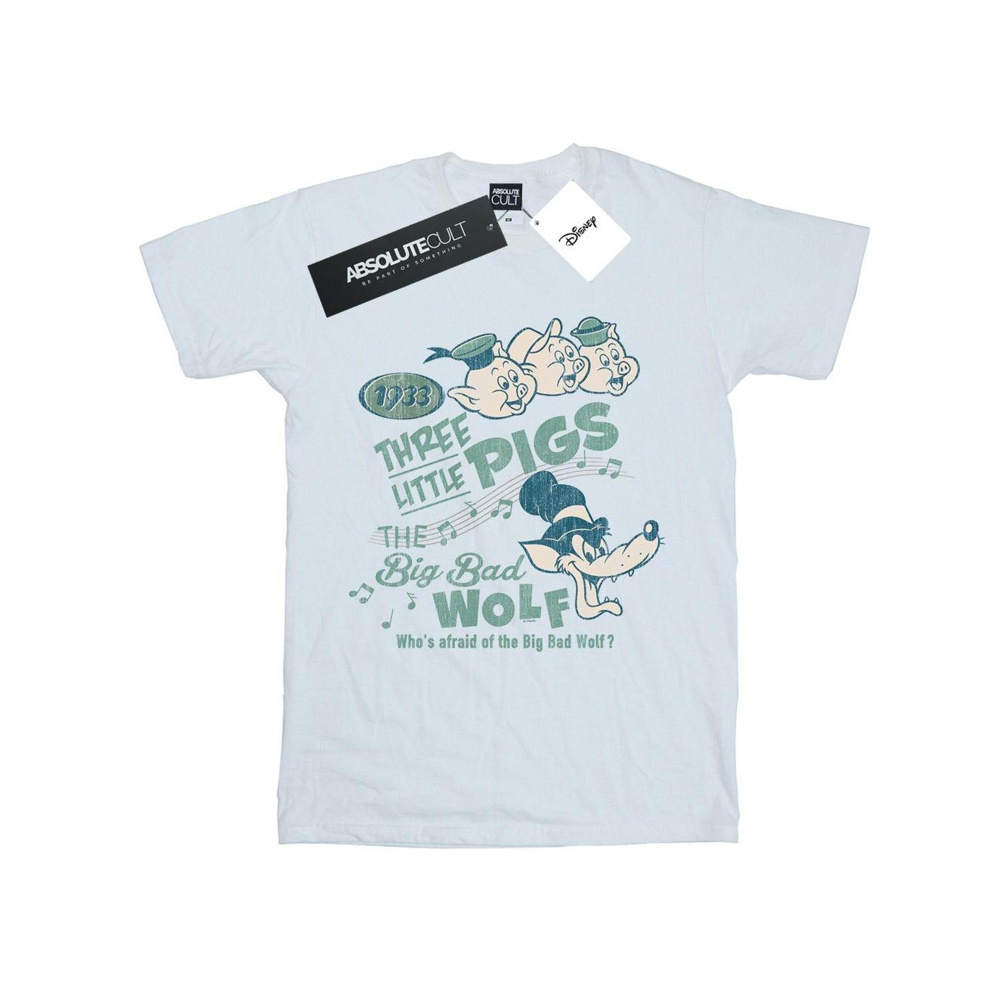 Image of Three Little Pigs Who's Afraid Of The Big Bad Wolf Tshirt Damen Weiss 4XL