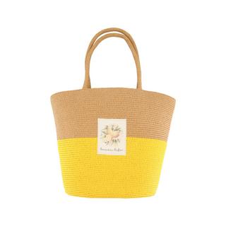 Ulla Popken Korbtasche Zitronen-Patch Papierstroh Zipper  