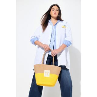 Ulla Popken Korbtasche Zitronen-Patch Papierstroh Zipper  