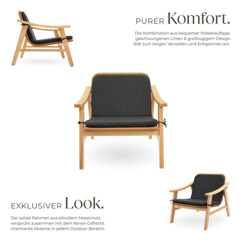 Tectake Sedia in rattan Treviso con telaio in legno laccato  