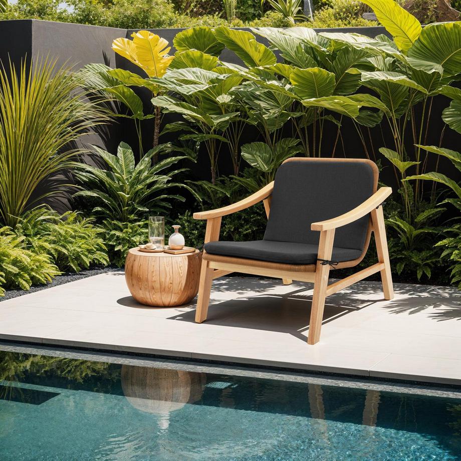 Tectake Sedia in rattan Treviso con telaio in legno laccato  