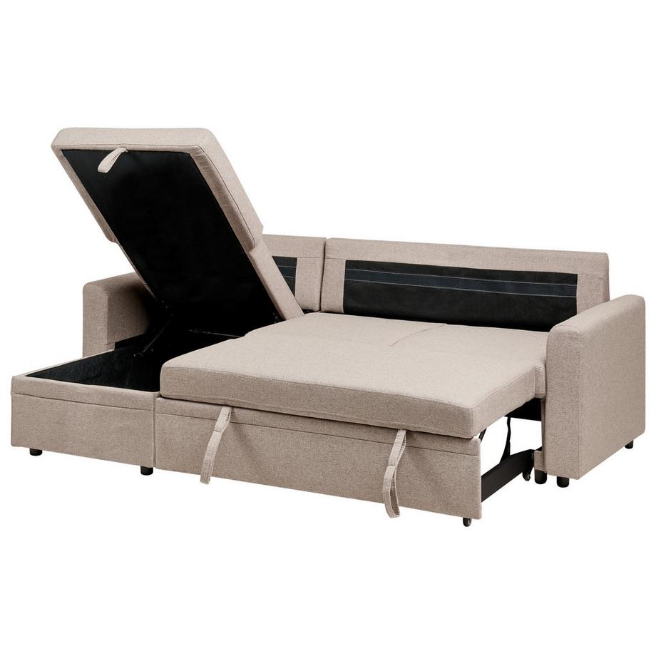 Beliani Ecksofa aus Kunstleinen Landhausstil NASSJO  